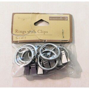 HomeTrends Rings With Clips Set Of 7 Nickel Finish Silver 1 Inch Diameter